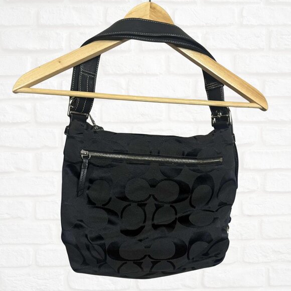 Coach Signature Black Jacquard Hobo Shoulder Bag F1276-F15067 Classic Monogram - Picture 5 of 9